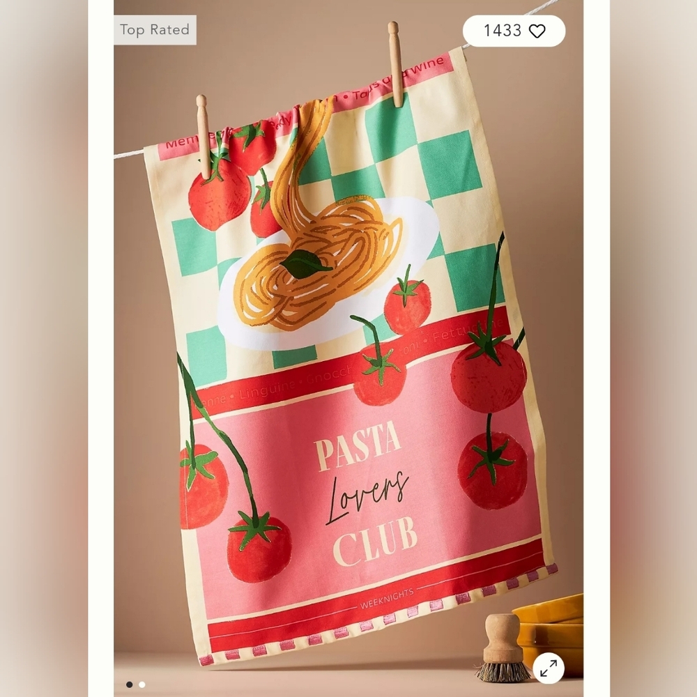 NWT Pasta Lovers Club Dish Towel